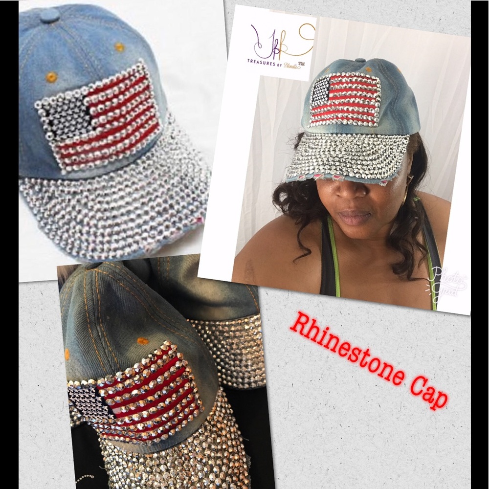 New💕USA Rhinestone Cap