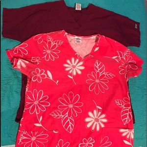 2 women's scrub tops