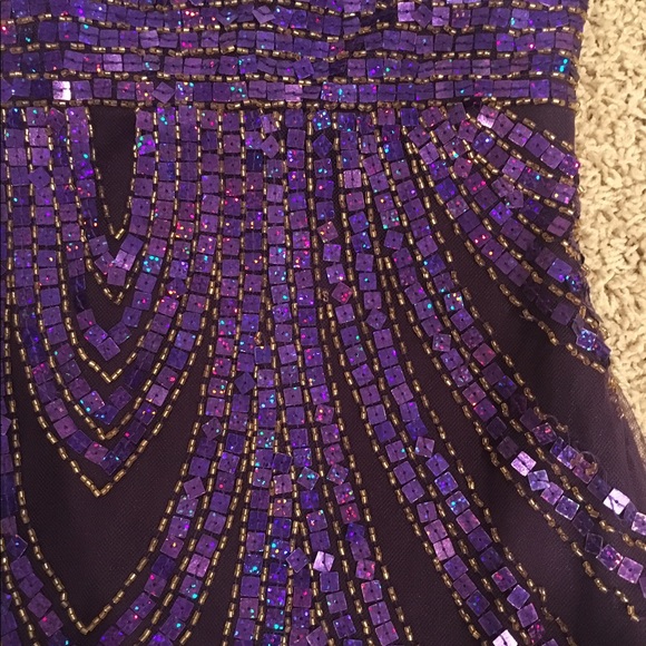 Beyond (Jovani) Purple Sequined Cocktail Dress - Picture 4 of 6