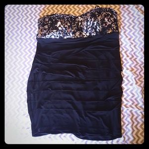 Black Strapless Cocktail Dress - Size 3x CLEARANCE