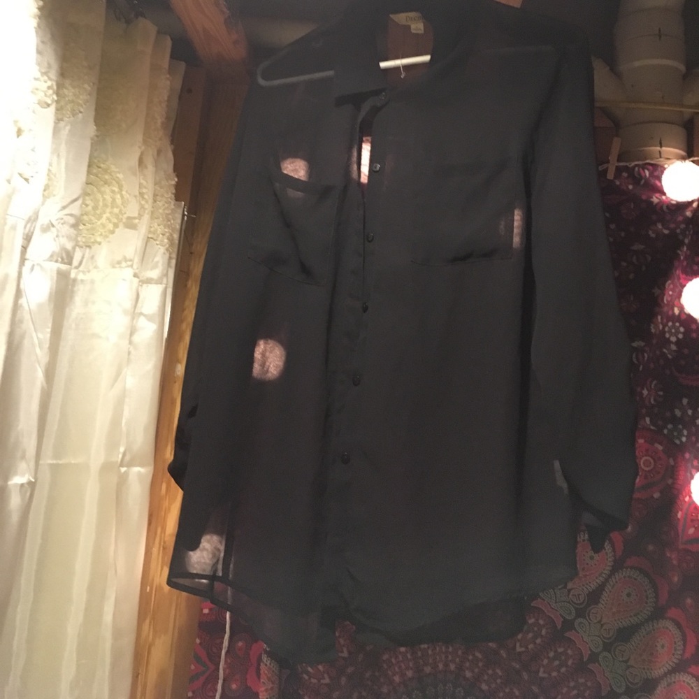 ☀️Black mesh decree blouse