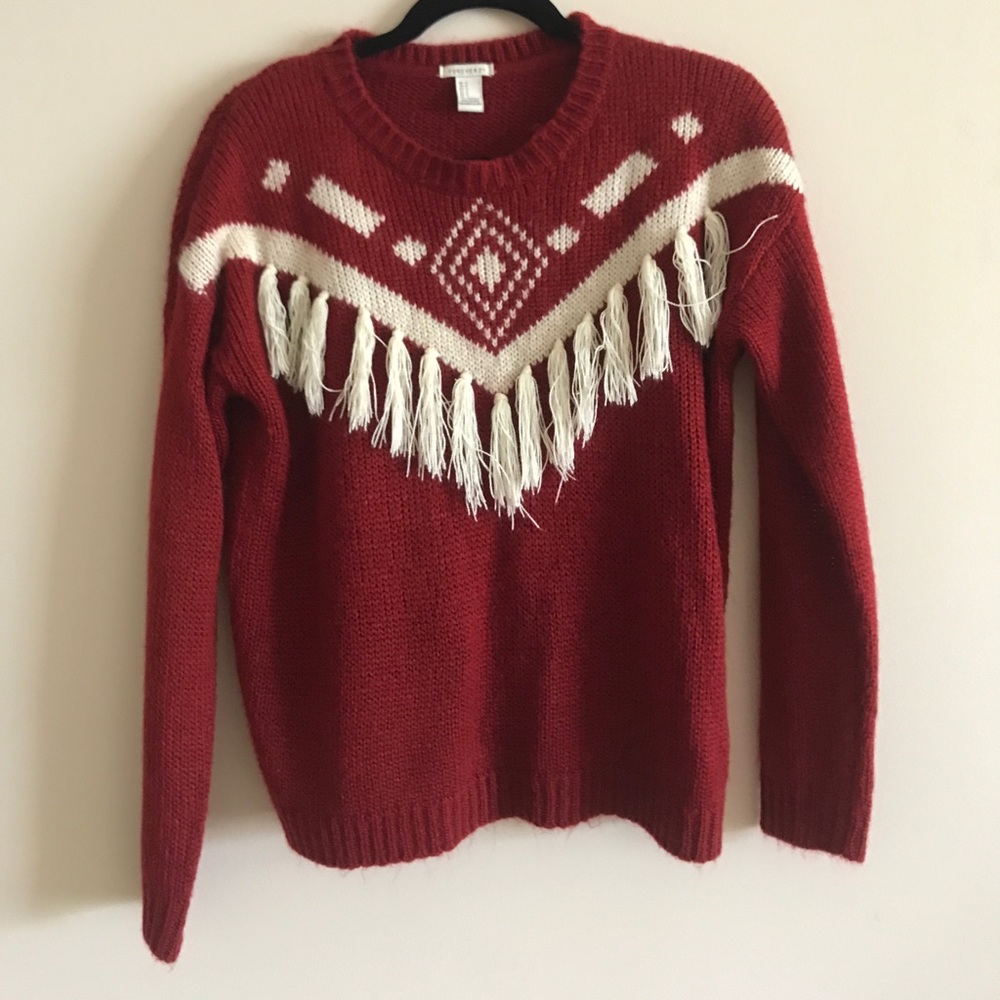 detailed red sweater