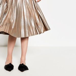 ZARA metallic fine pleated dress XS