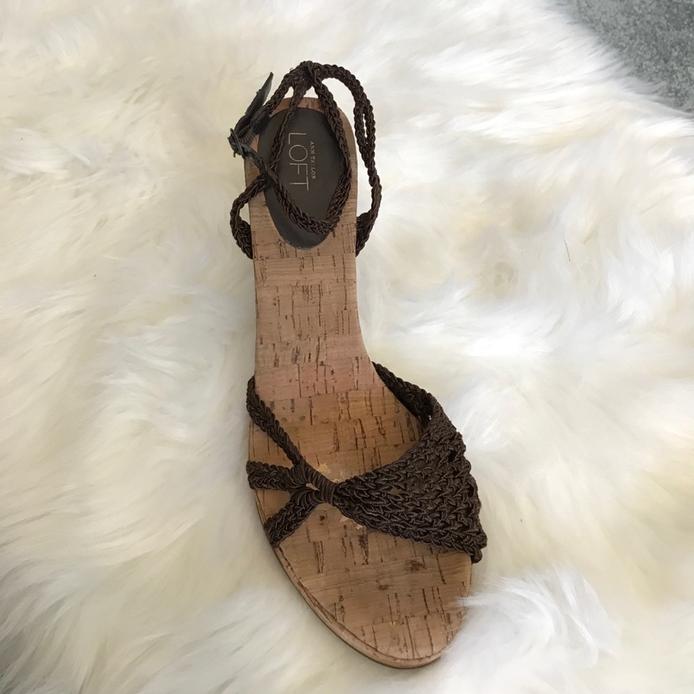 LOFT Macrame & Cork Sandal Heels