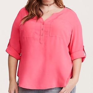 Pink Challis Pullover Blouse