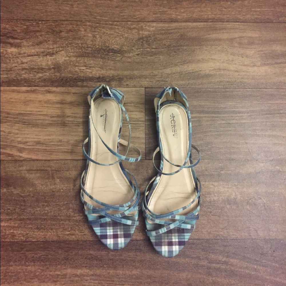 J Crew Strappy Gingham sandals