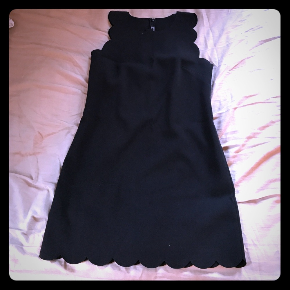 Black Scalloped J Crew Sleeveless Dress