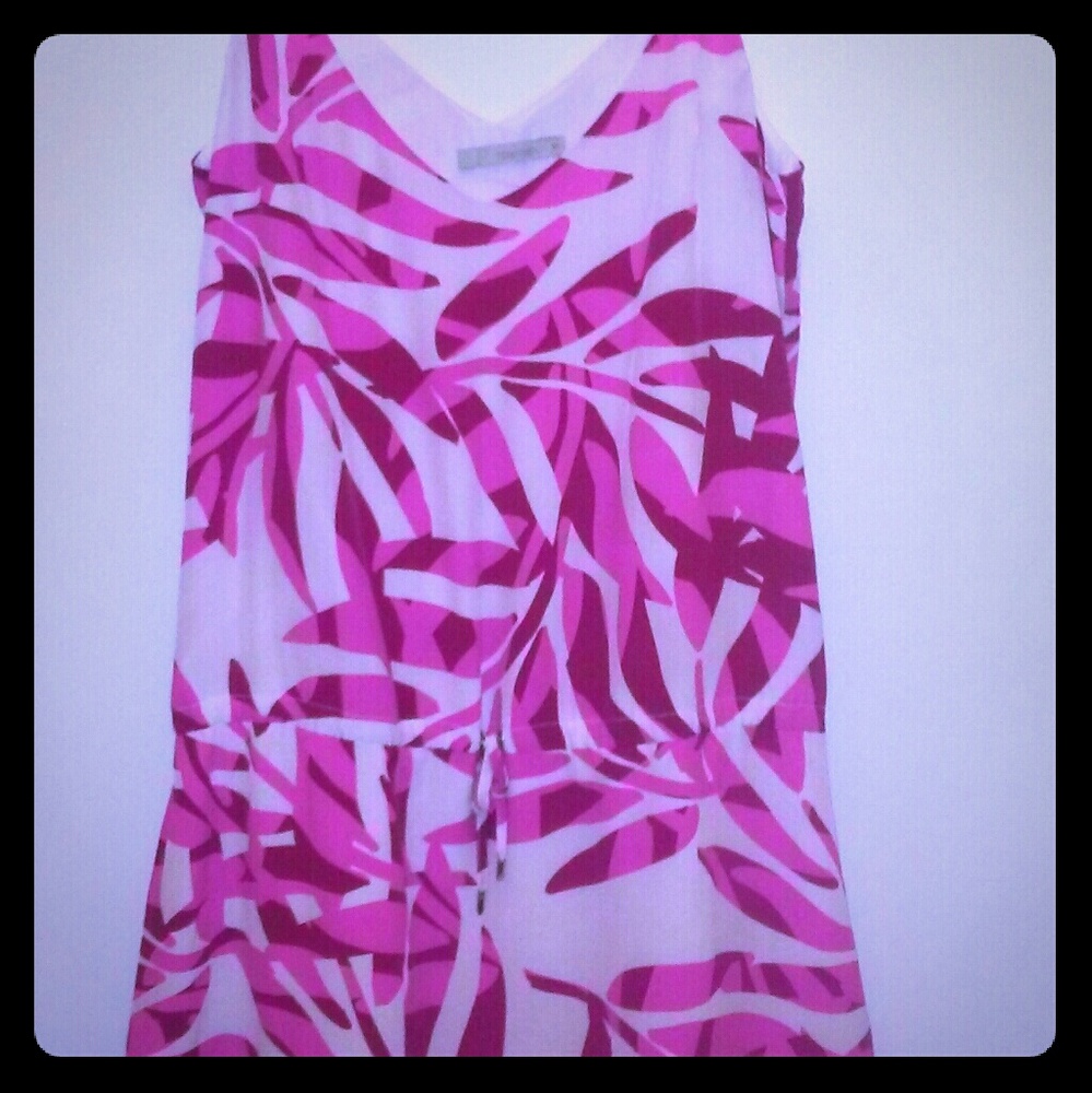 Townsen Palm Print Tie-Waist Silk Dress