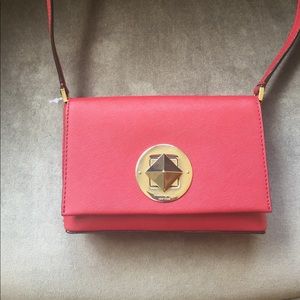 Red Kate Spade Cross Body Purse w gold accent