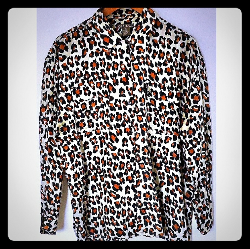 LN 100% silk leopard print size 12