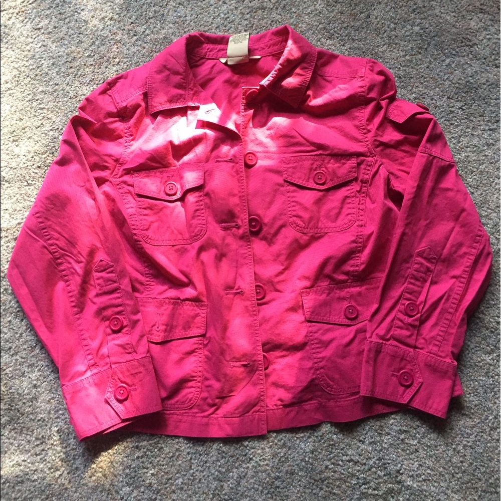 Large Petite Hot Pink Lightweight Crop Jacket