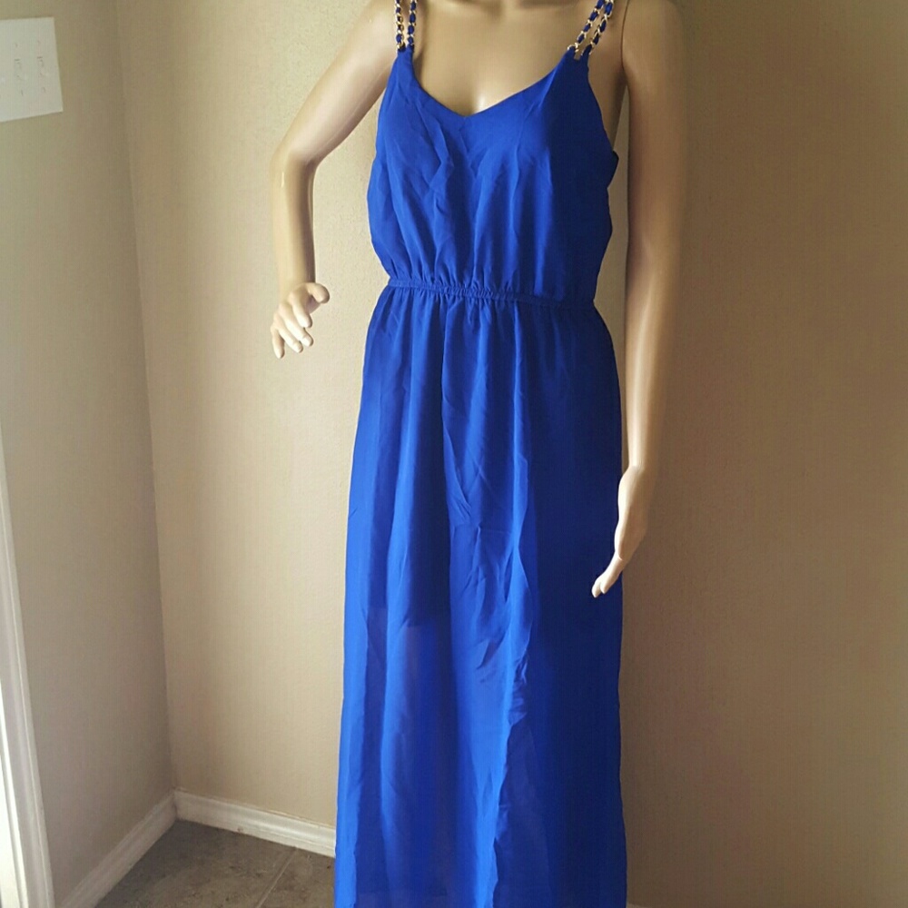 Royal Blue Chiffon Maxi Dress