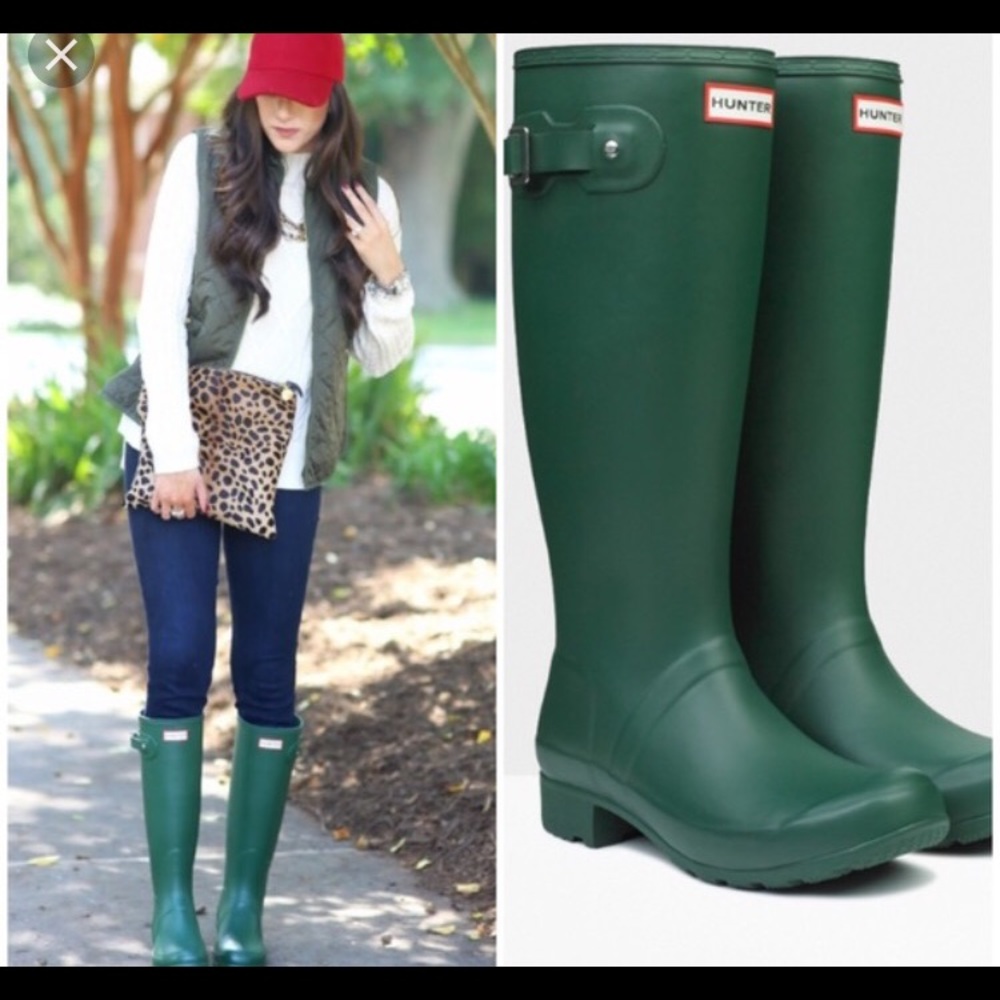 Tall Matte Green Hunter Boots