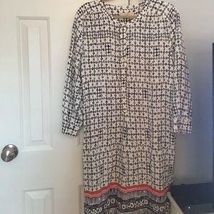 LOFT white tribal shift dress
