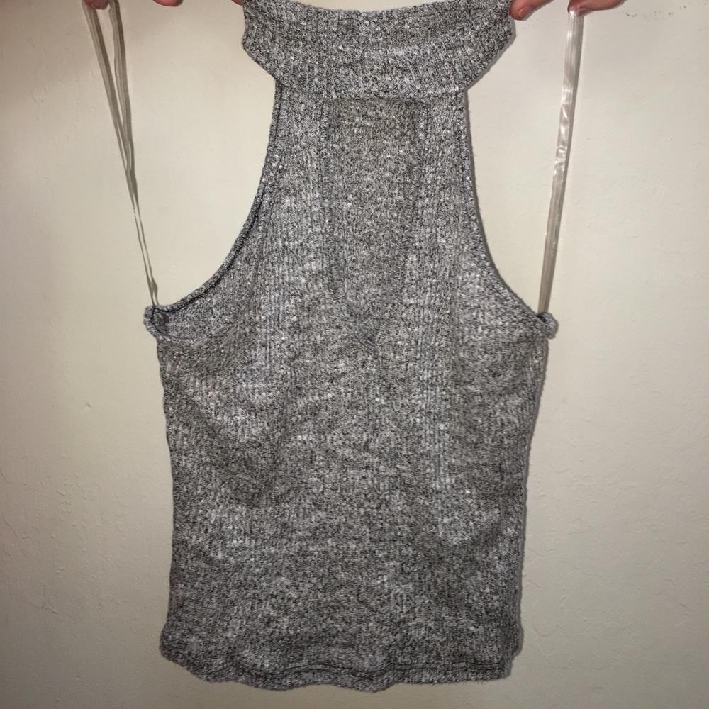 High collar cropped tank