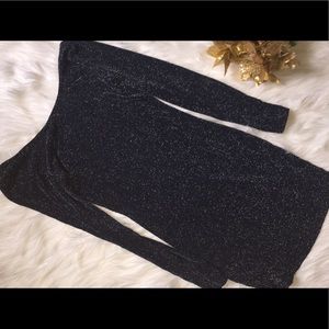 Blue and silver shimmy backless dress.