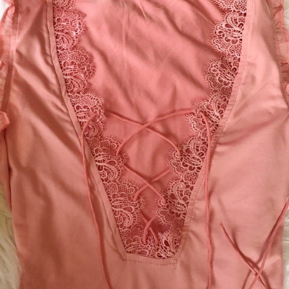 🌞Last S• Ruffles and Lace Up Bodysuit | Pink - Picture 3 of 3