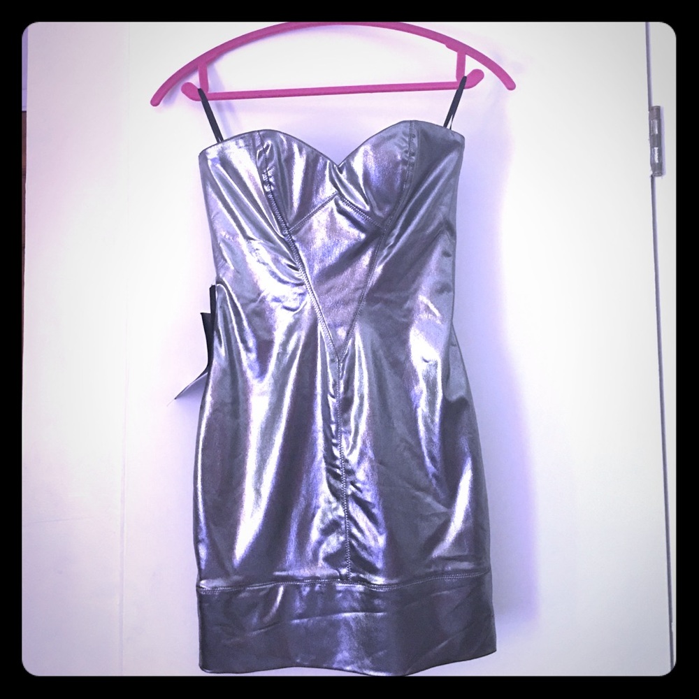 Bebe Addiction Silver Dress