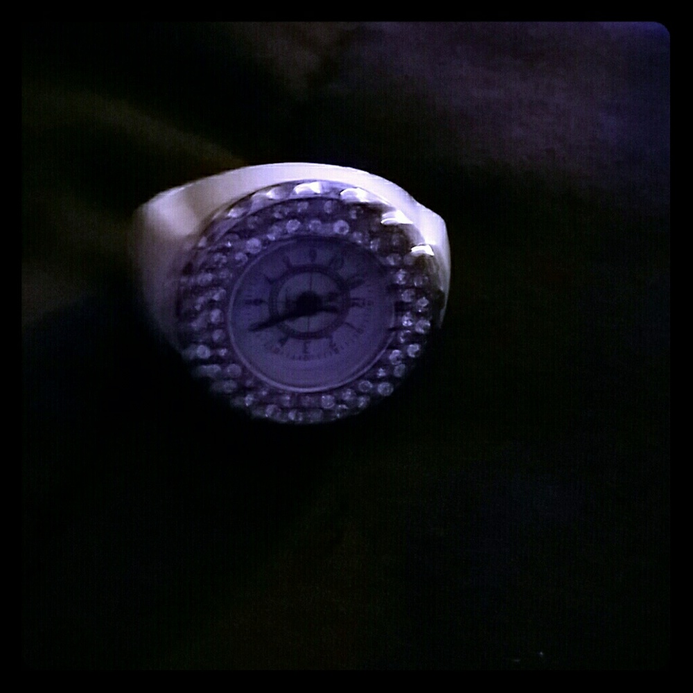 Ring watch with  diamonds