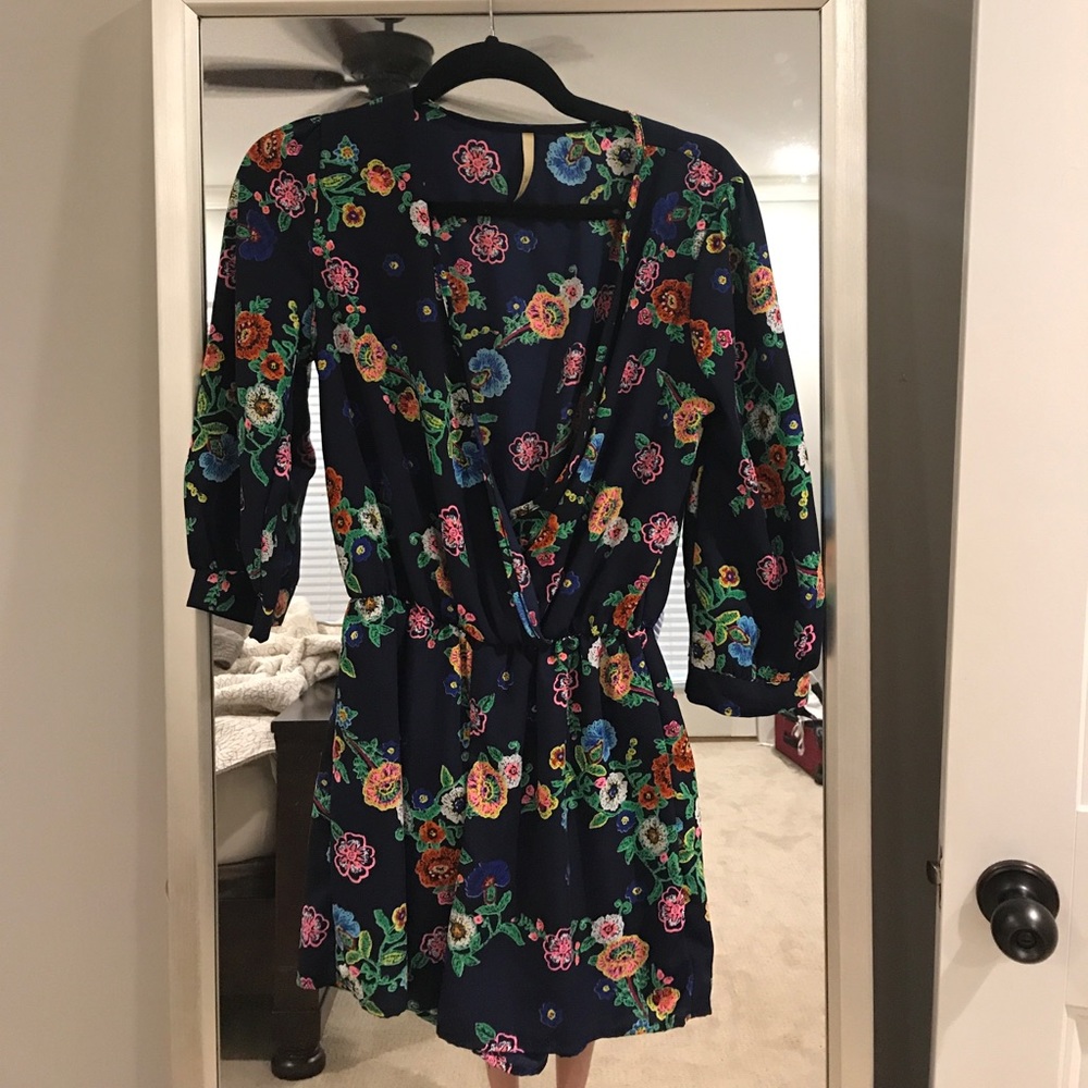Summer Navy Blue Flower print romper