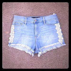 Hollister high rise denim lace shorts