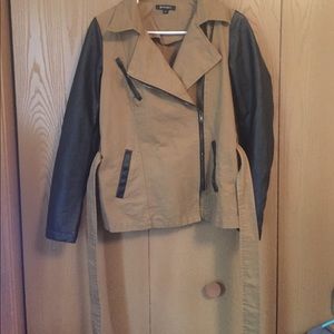 Belted Black and Tan Moto jacket!