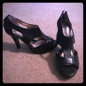 Black Tstrap Heels - Peep toe