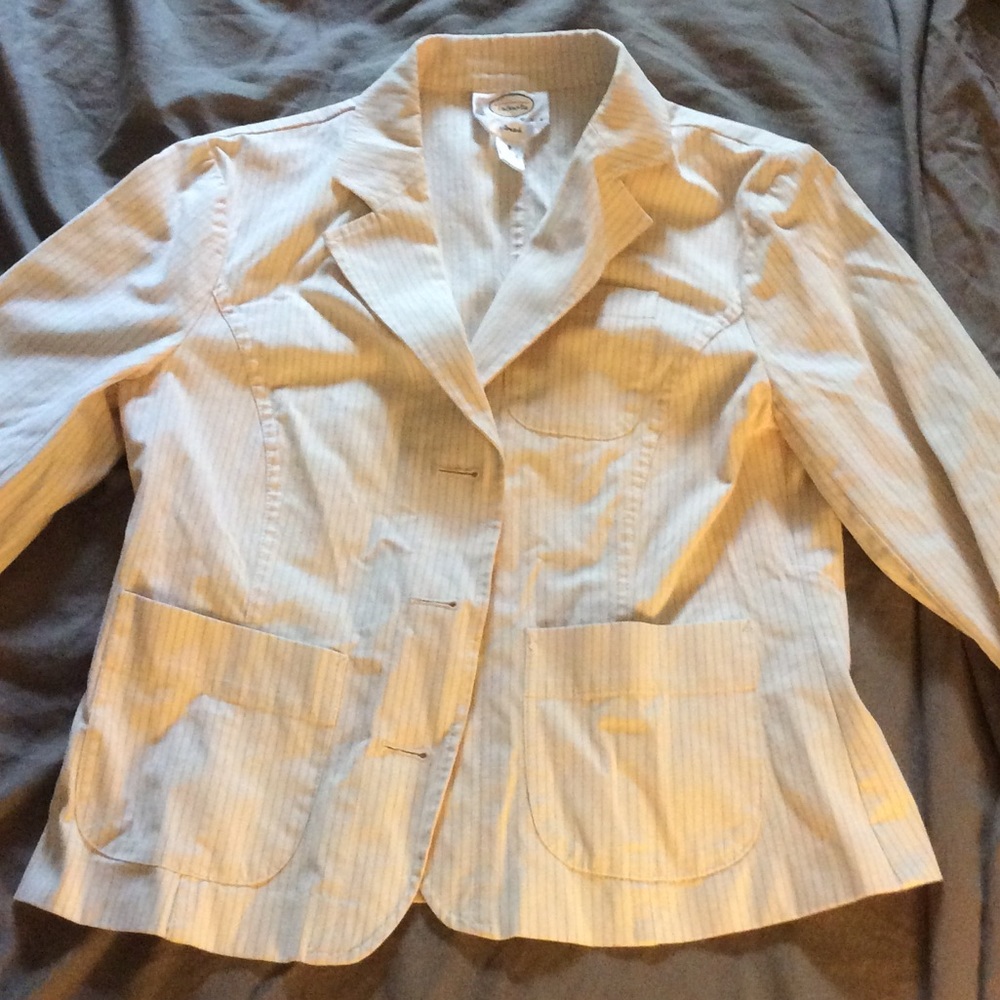 Talbots cream, pinstriped, 3 button blazer