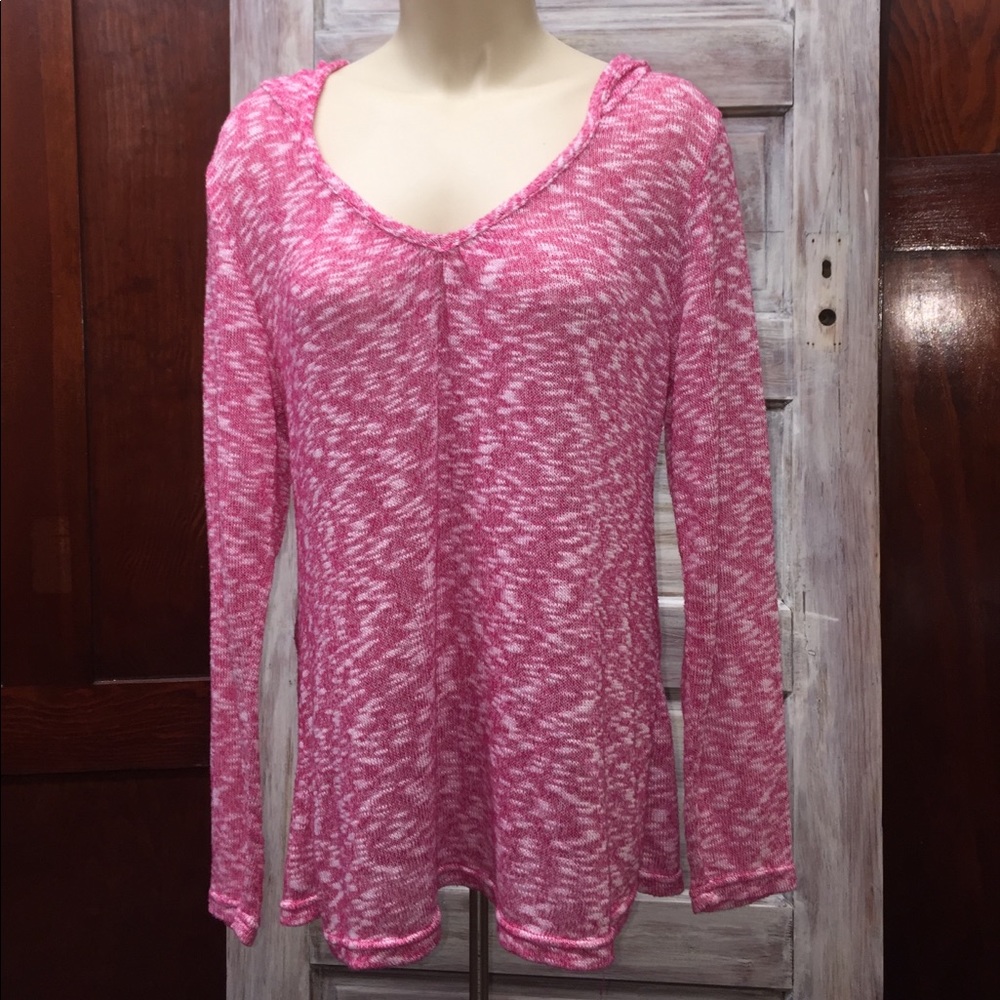 Pink and White Hooded Sweater Fresh produce medium