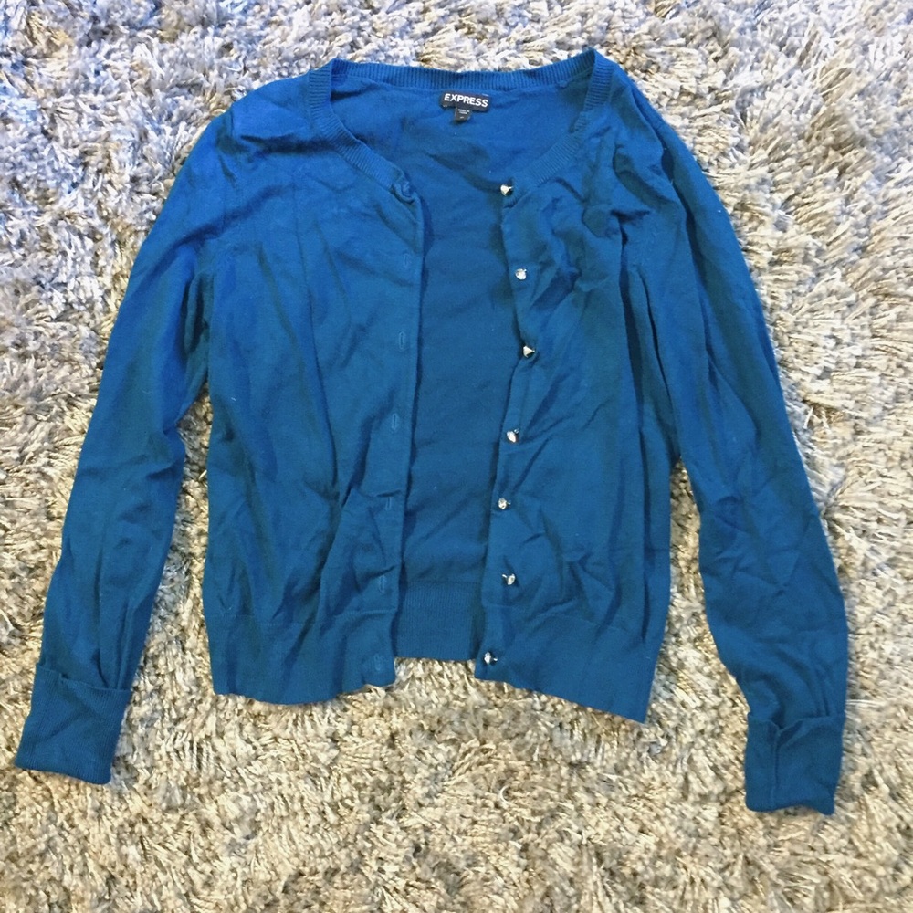 Express Teal Jeweled Button Cardigan | Size S