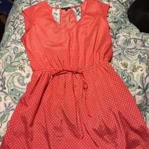 Peach polka dotted dress with fun back detail