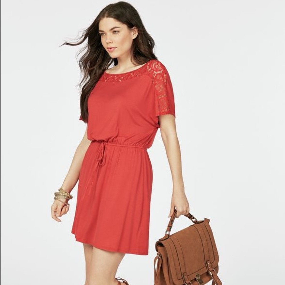 Justfab lace trim knit dress