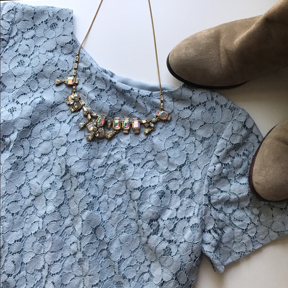 Pastel Blue Lace Shift Dress