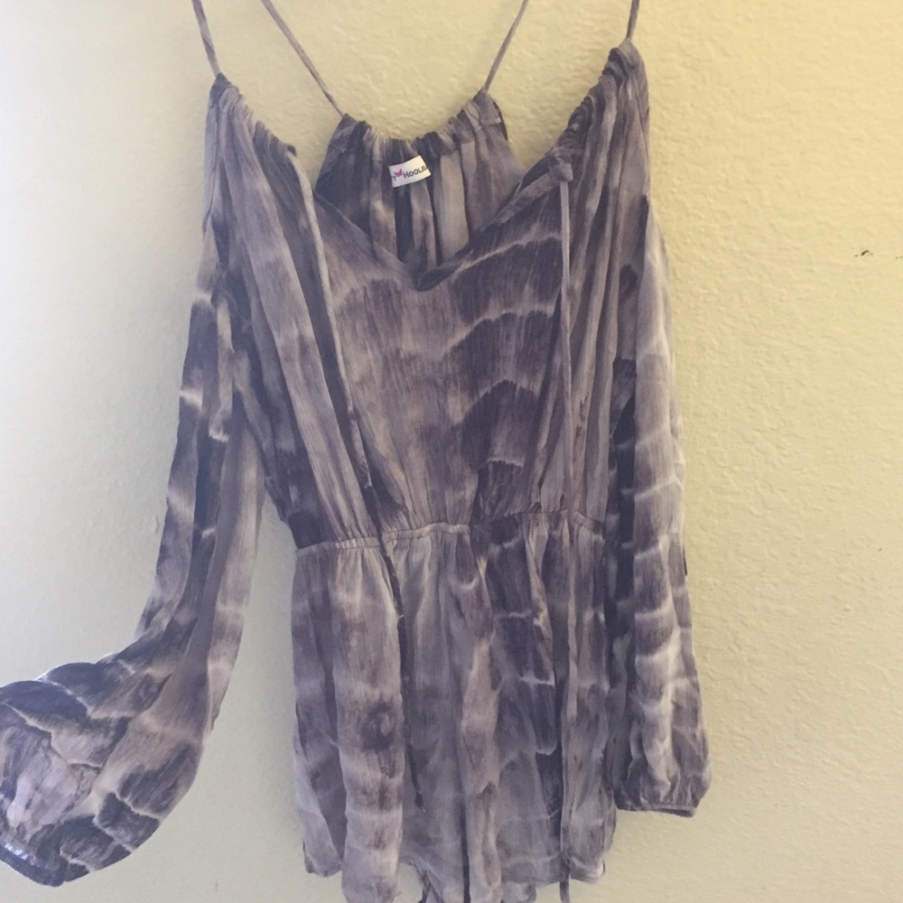 Grey & Washed Out Purple Tie Die Romper / size S