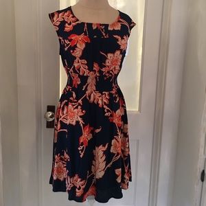 NWT Anthropologie Navy & Orange Floral Sundress