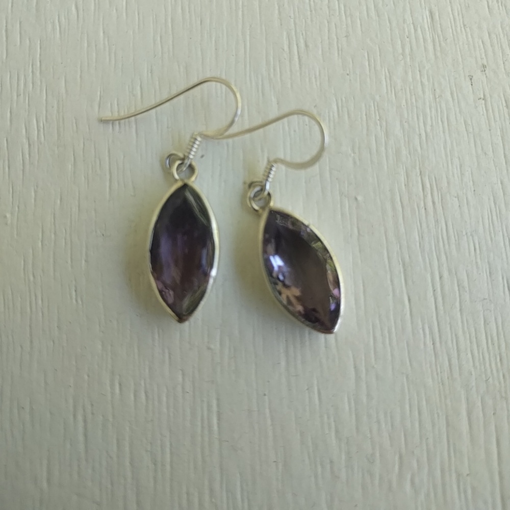 Sterling silver Marquis Amythest earrings