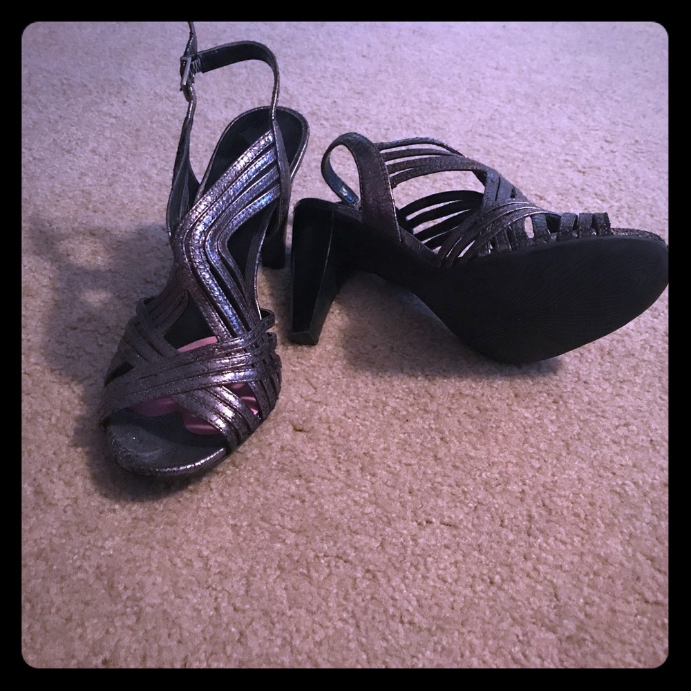 Silver Metallic Strappy Heels
