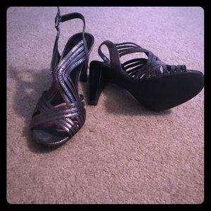 Silver Metallic Strappy Heels