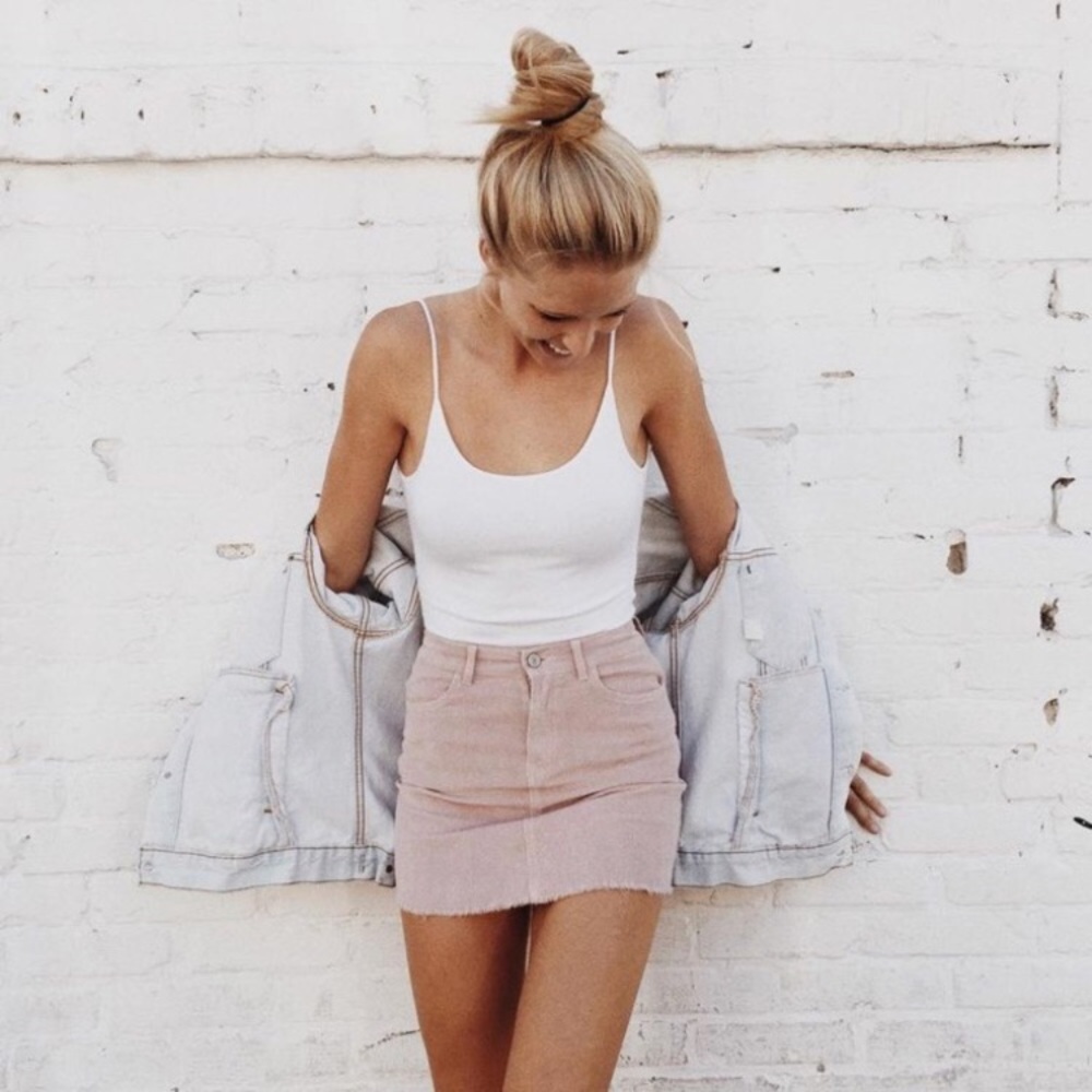 brandy melville pink corduroy juliette skirt