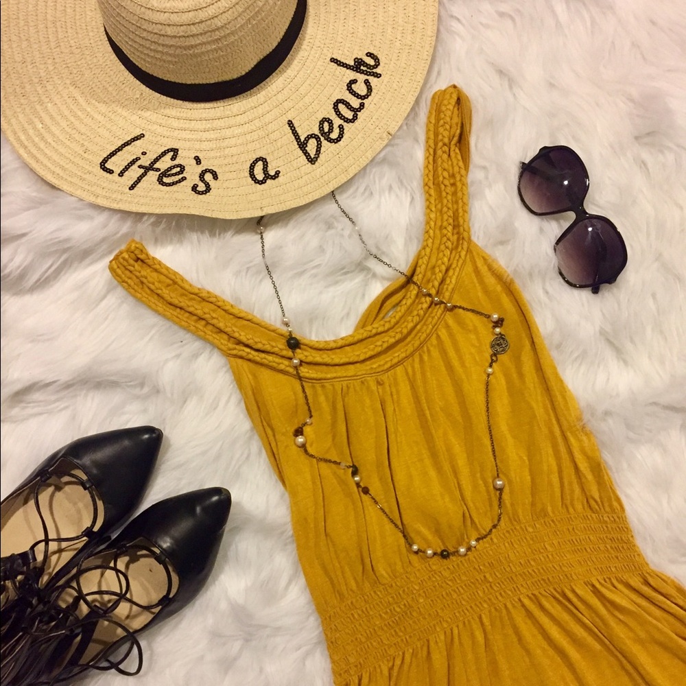 Gorgeous mustard color bikini cover up.