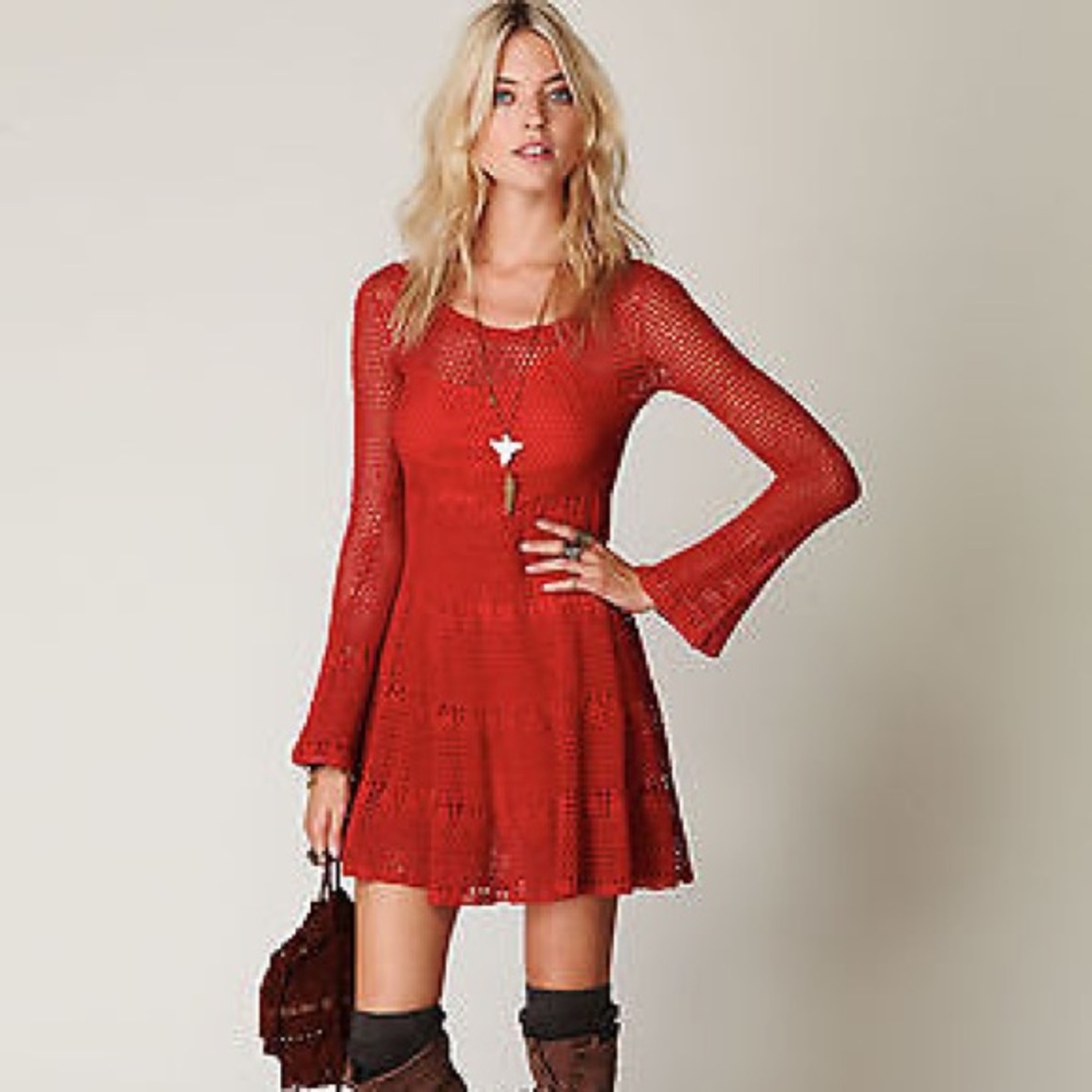 Free People Bell Crochet Mini Dress - Picture 2 of 8