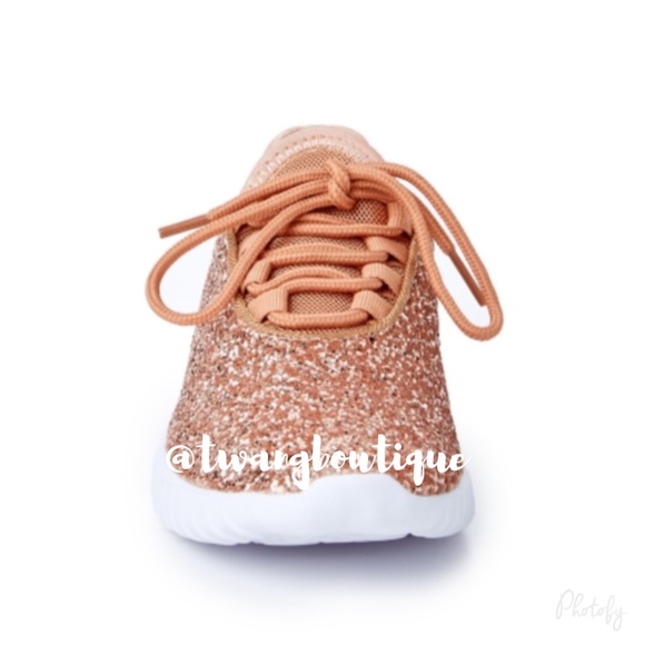6.5 LAST  << Rose Gold Glitter Sparkle Shine Shoes - Picture 3 of 3
