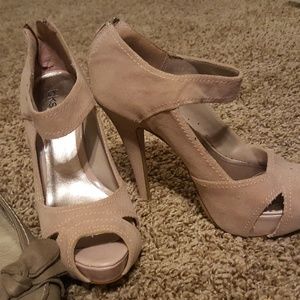 Nude peep toe heels