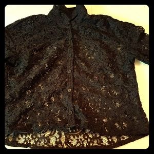 Lace button up crop top