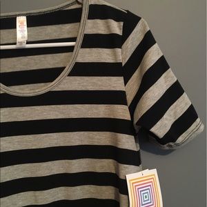 Grey/Black Striped Perfect Tee (LLR)