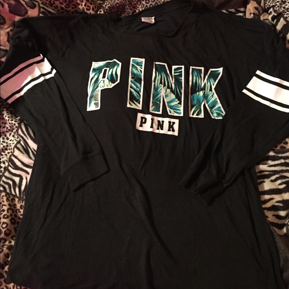 Pink open back long sleeve shirt