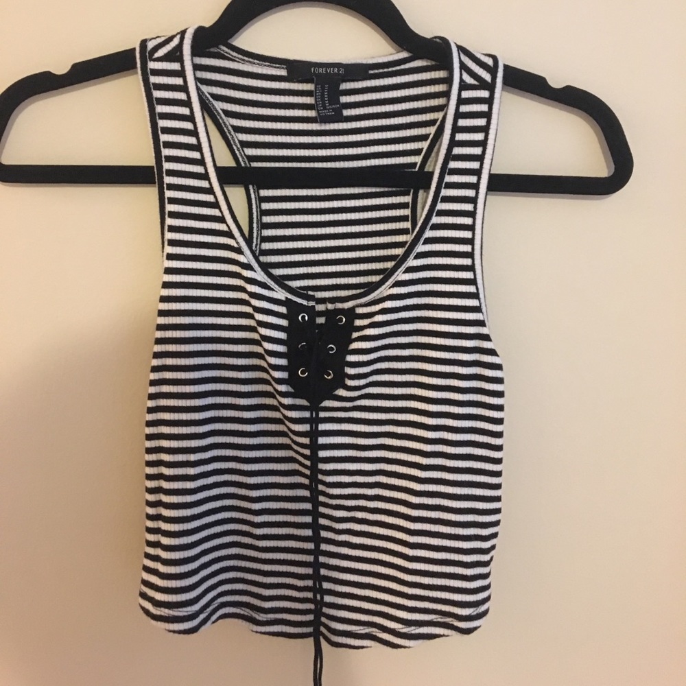 Striped lace-up tank