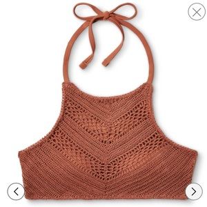 Women's crochet high neck bikini top