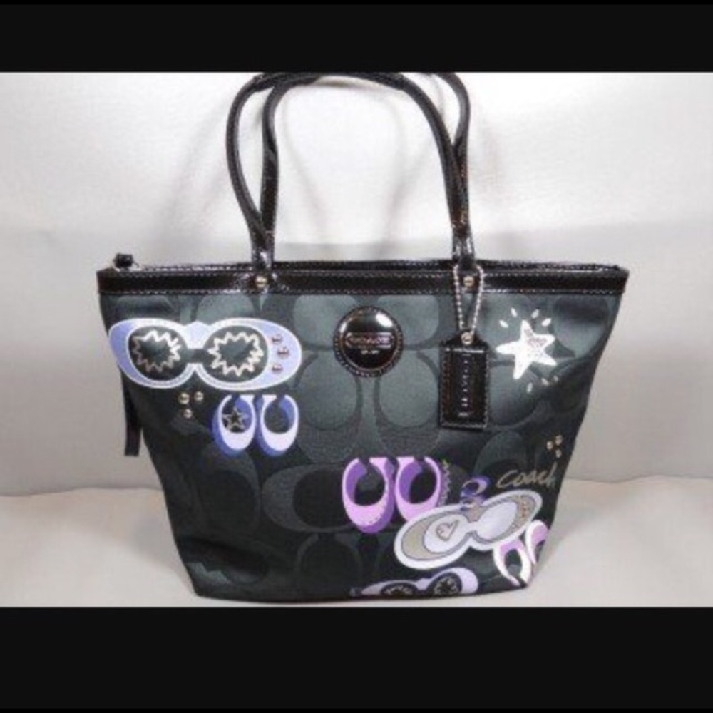 Black coach tote bag