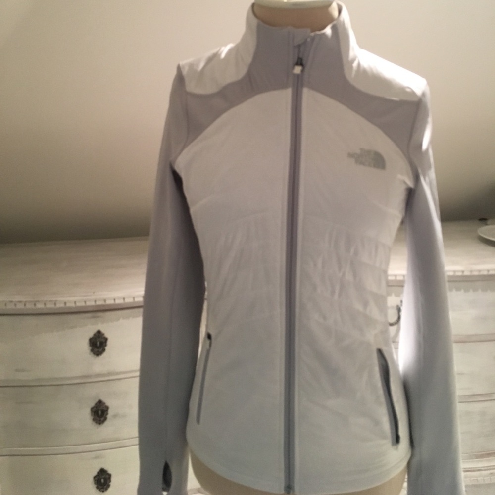 North Face Women's Grey and White Jacket